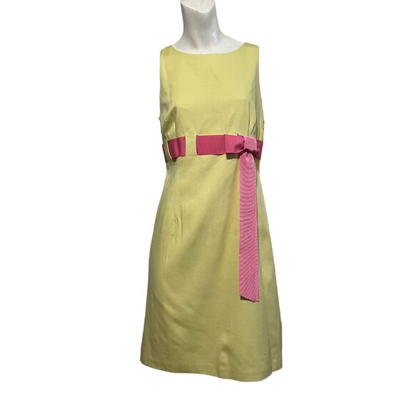 Sara Campbell Womens Sleeveless Yellow Dress Pink Ribbon Mini NWT USA Size 6 - Picture 1 of 13